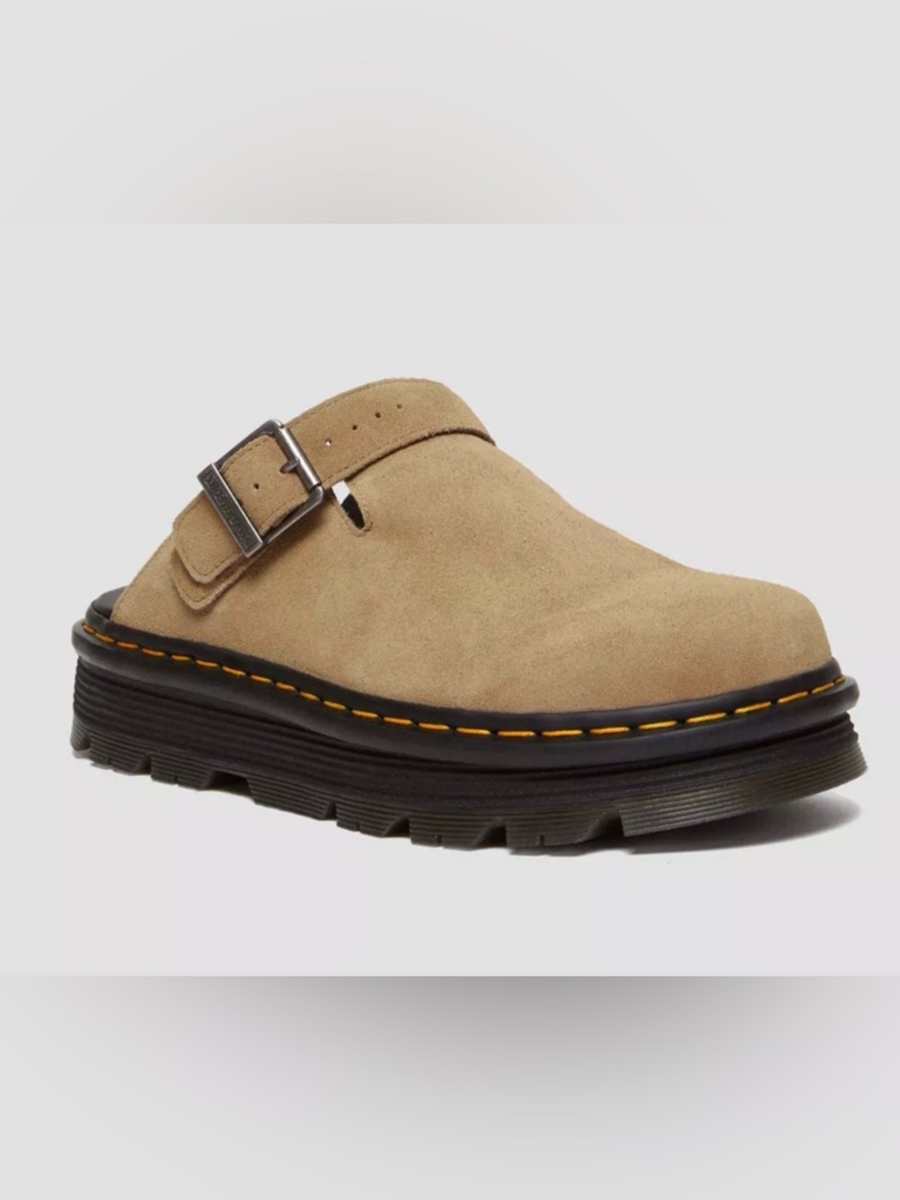 Dr. Martens Tan Suede Mule with Buckle
